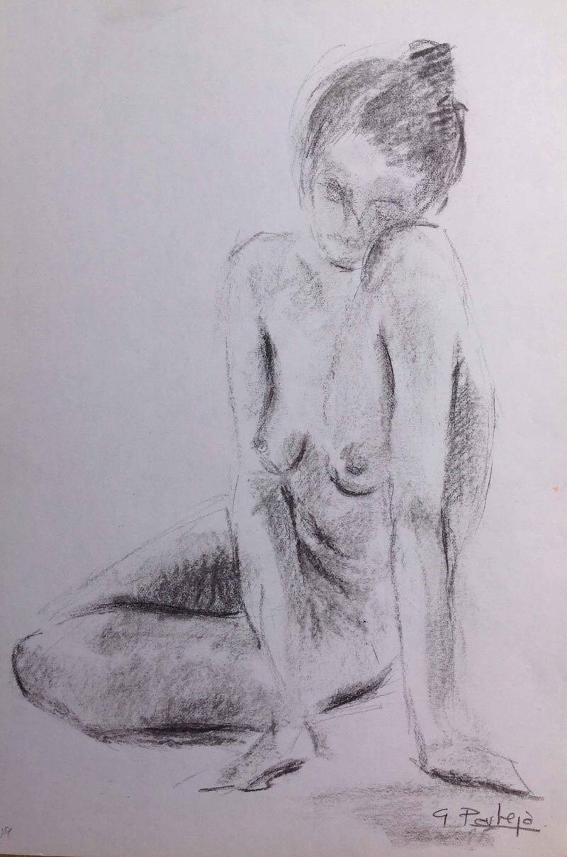 Apunte de figura humana a grafito