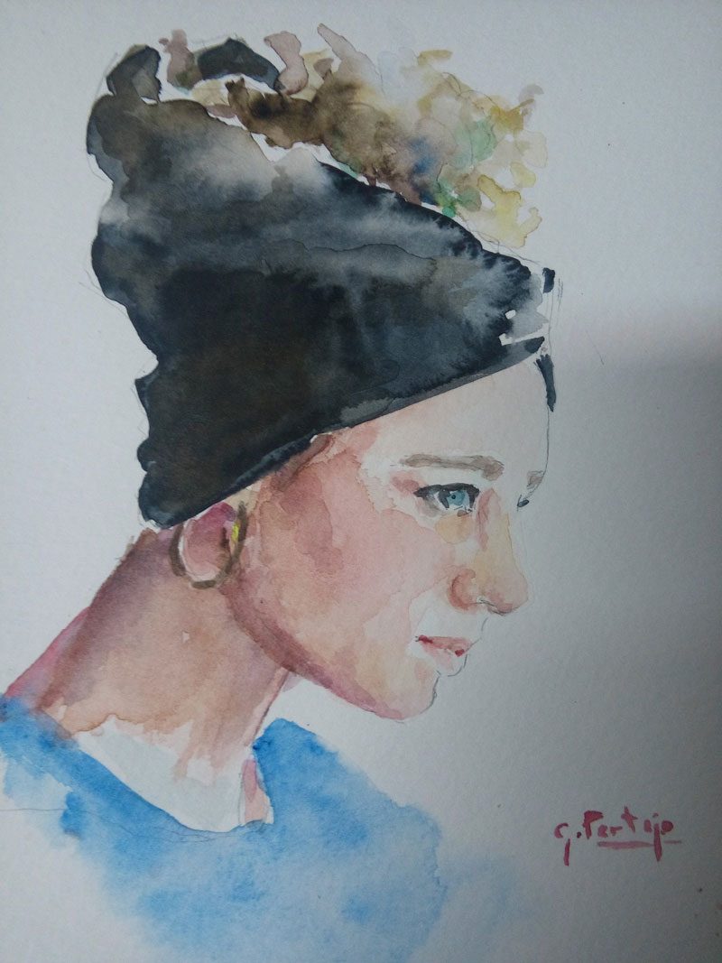 Retrato acuarela mujer